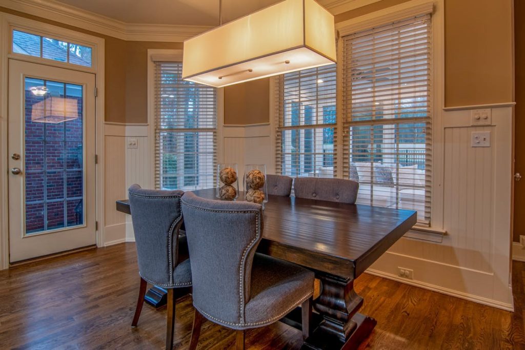 Dining room with hardwood floors. Dining room with hardwood floors.