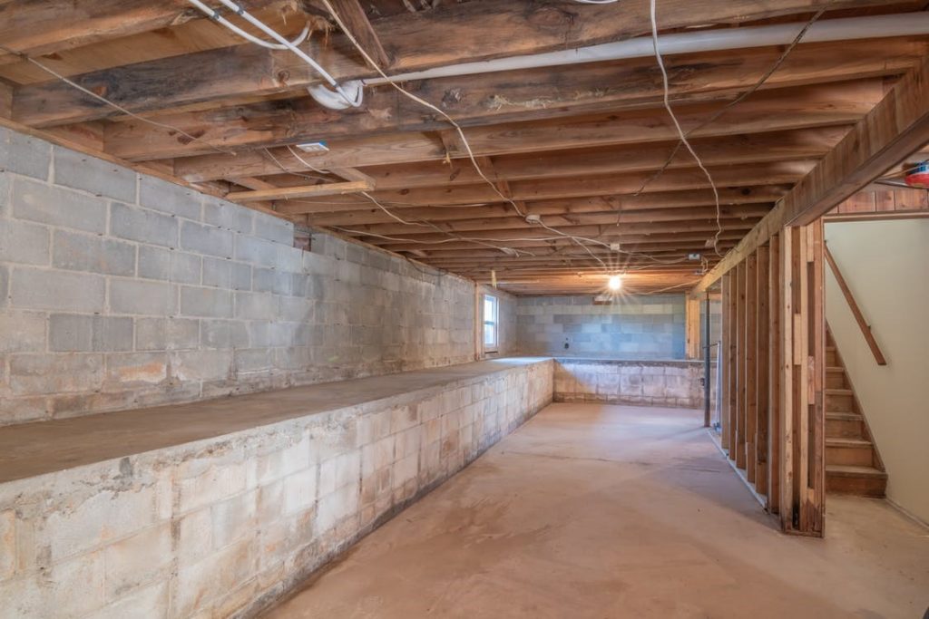 A home basement under construction