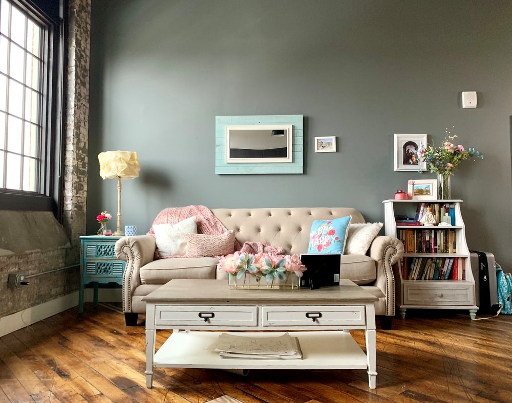 A living room with clean hardwood floors.