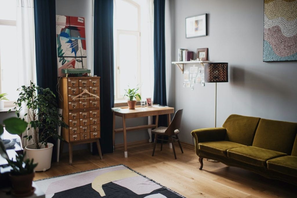 Light colored hardwood floors installed in an apartment. 