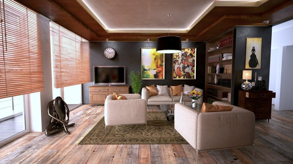 Living room with hardwood floors