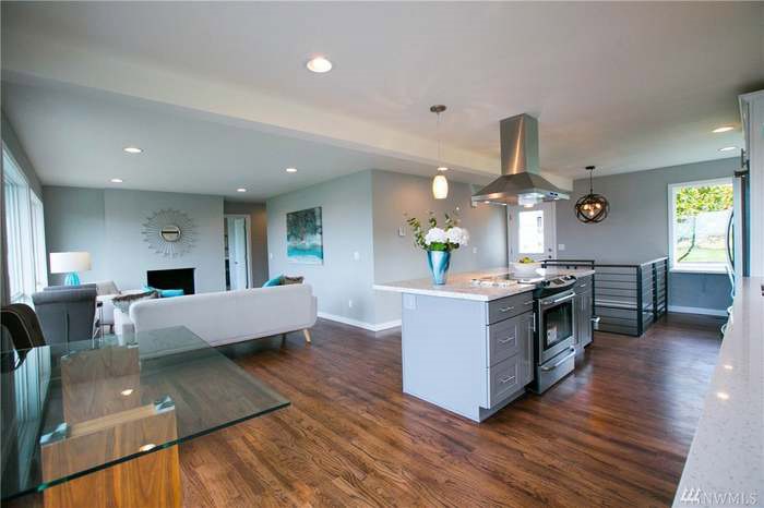 A home interior installed with hardwood flooring
