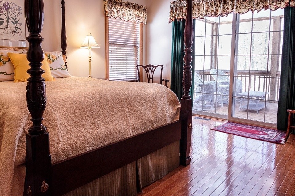 Wooden flooring in a bedroom