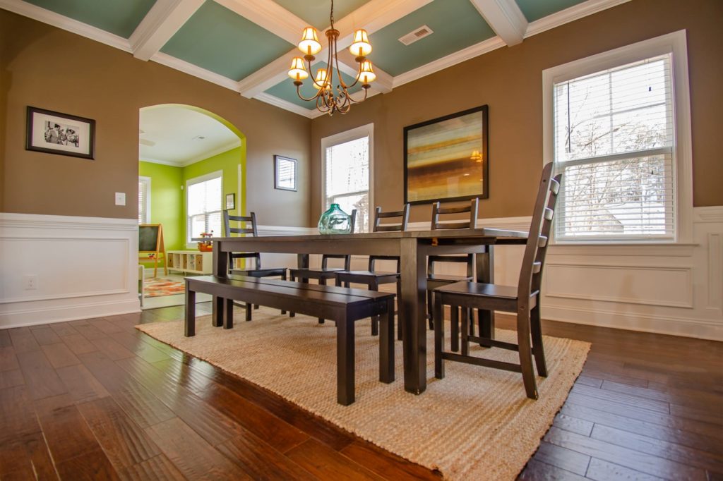 Hardwood floor with table and chairs