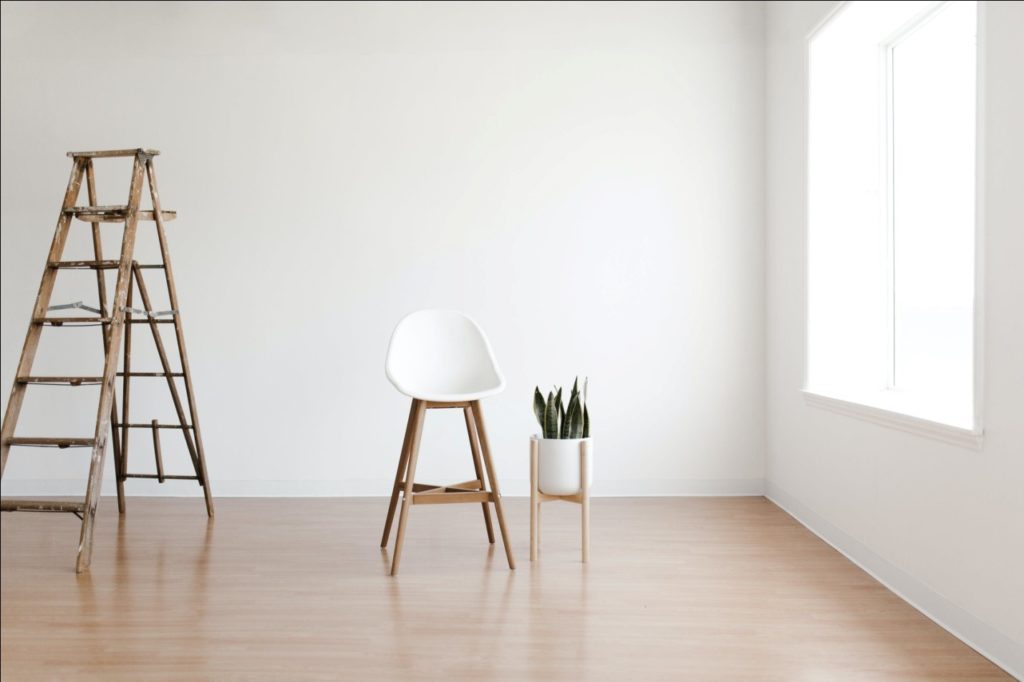 A room with solid wood flooring
