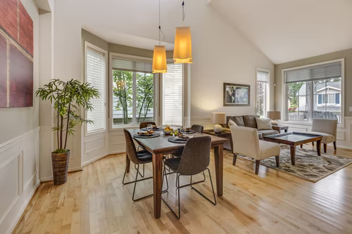 Living room with a smooth hardwood floor