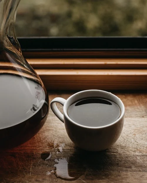 Coffee spillage on a hardwood floor