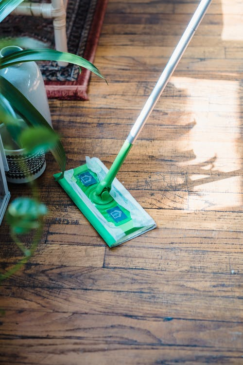 Moping hardwood floor