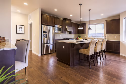 Kitchen with hardwood flooring