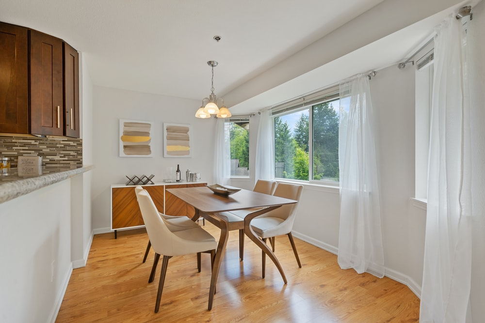 Hardwood flooring in a dining room