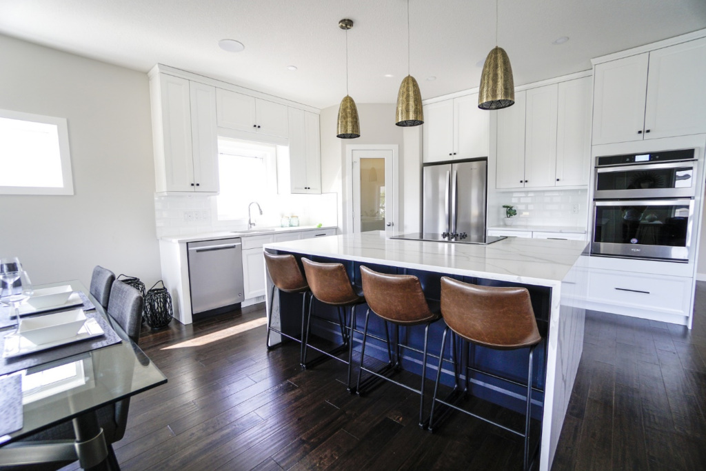 New hardwood floors installed in the kitchen