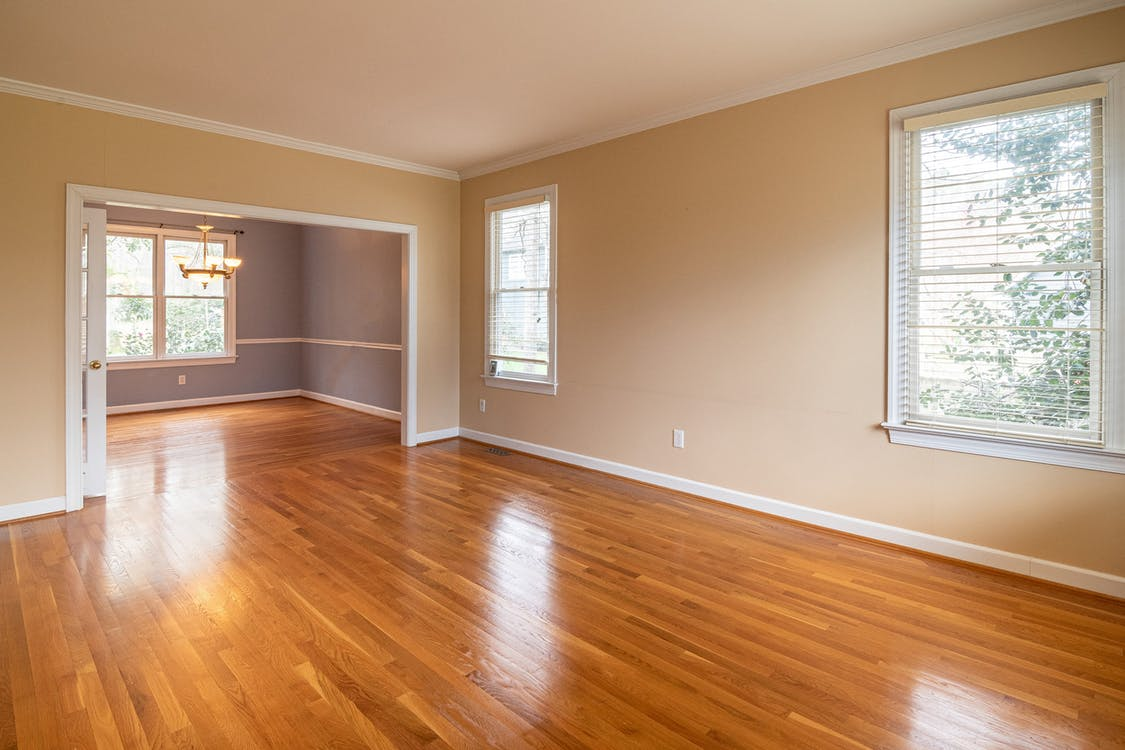 A glossy wood floor