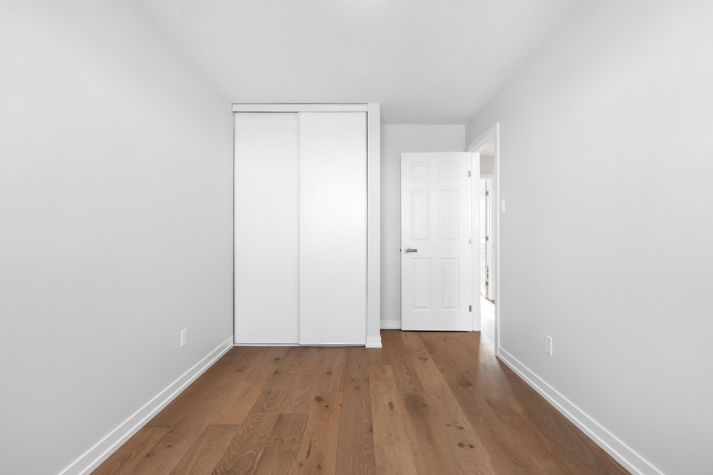 Engineered hardwood flooring in an empty room