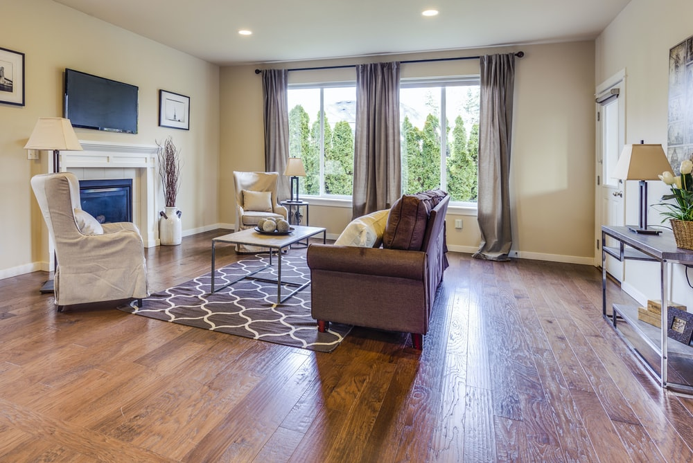 hardwood flooring in a living room