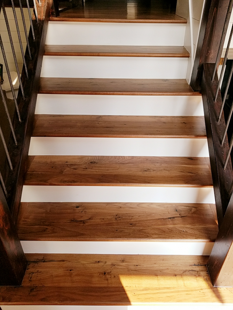 An image of hardwood stairs