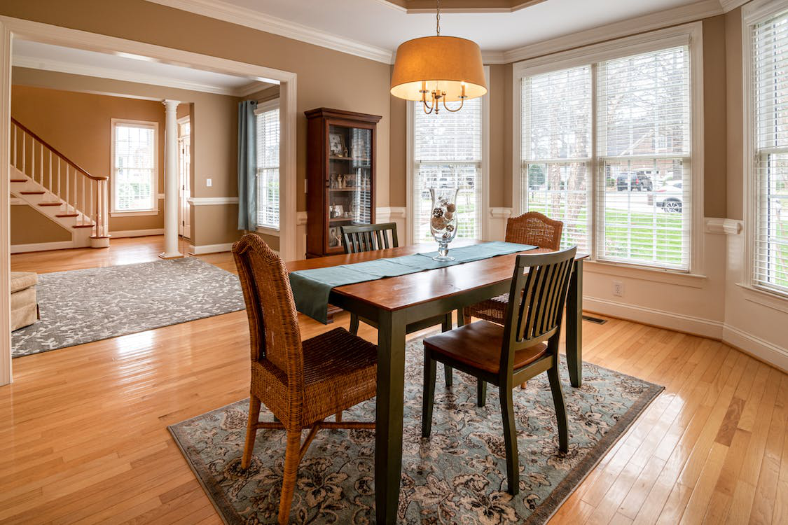 Wood flooring in a house’s dining room