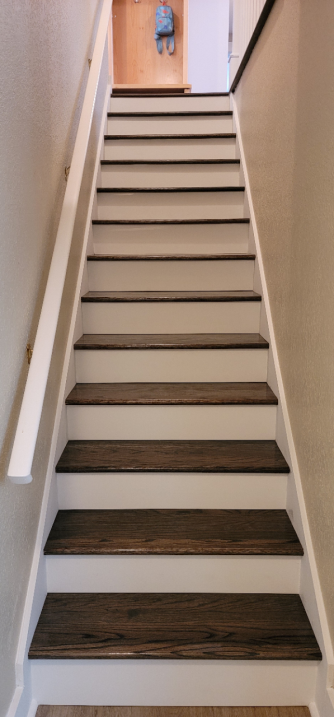 An image of hardwood stairs