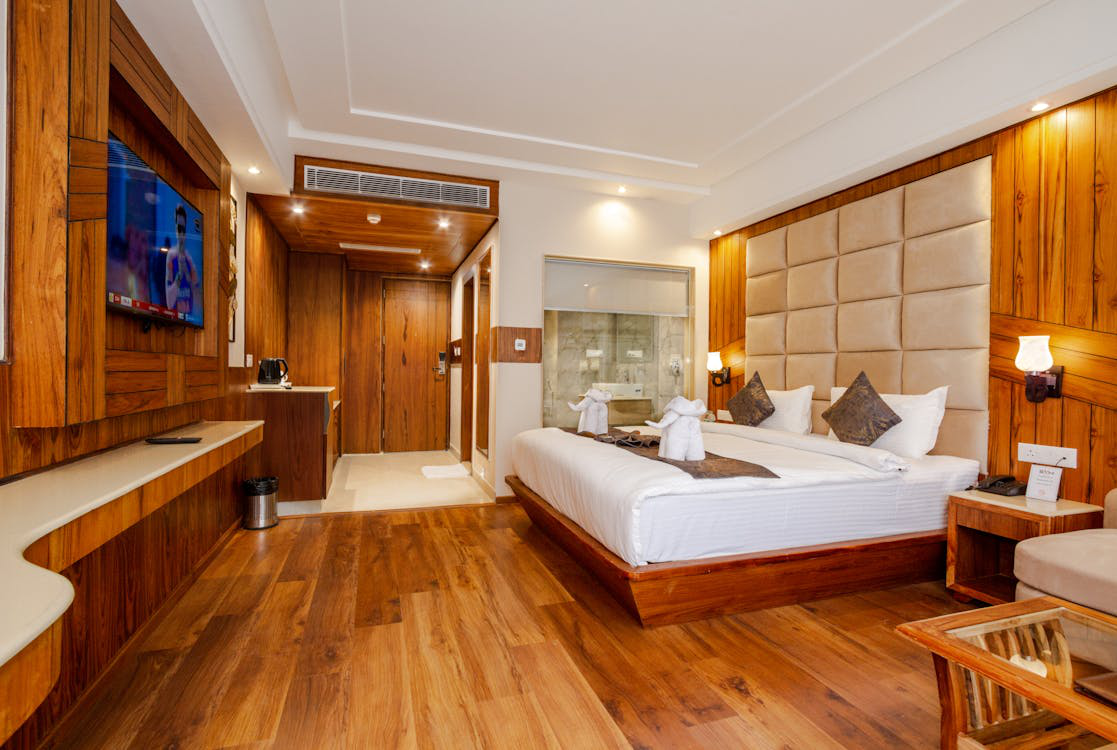 A cozy and spacious room with ample light